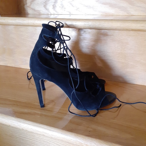 Aldo Black Suede Lace Up Stilettos - Picture 15 of 16